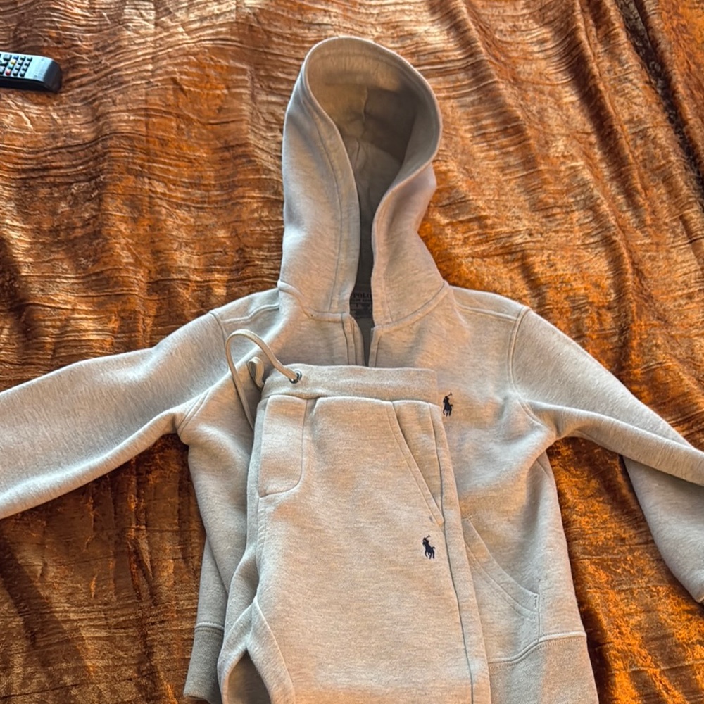 Polo by Ralph Lauren Light Gray Kids Hoodie & Sweatpants Set